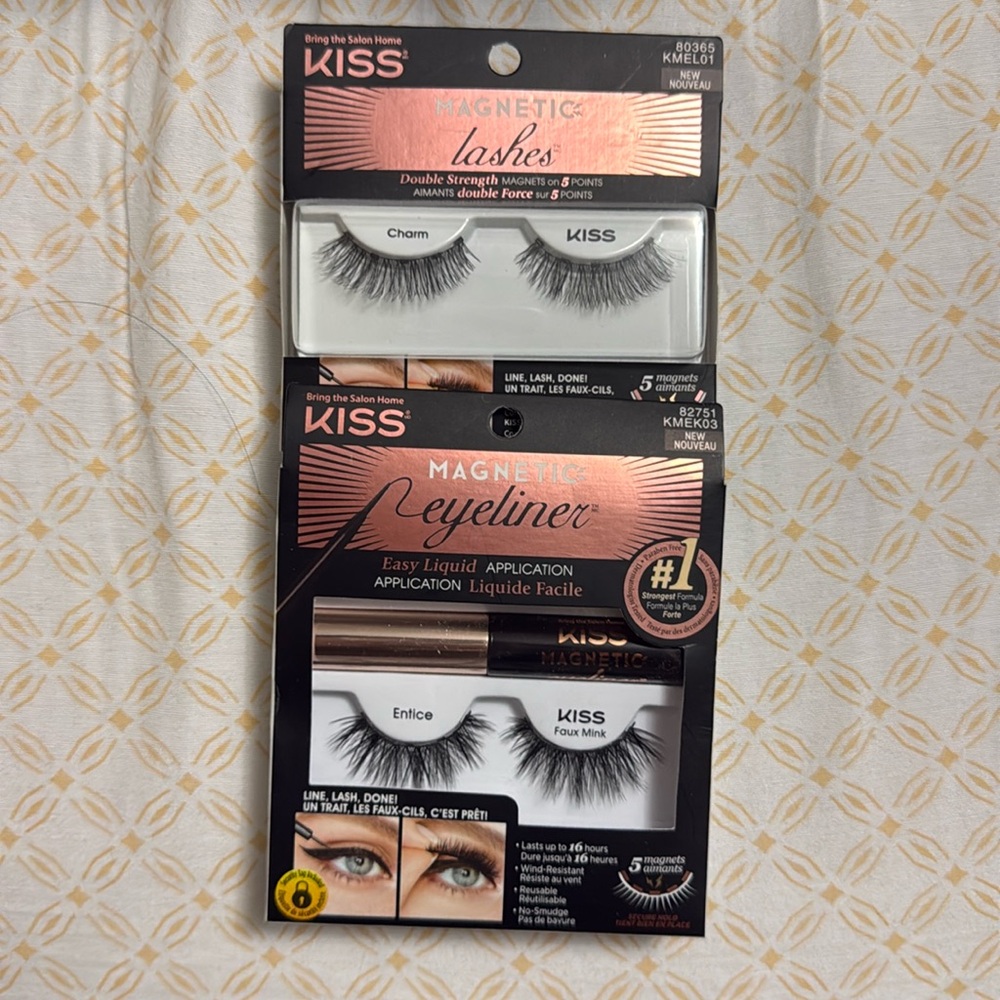 KISS MAGNETIC EYELASH SET OF 2 + Magnetic Liner- BRAND NEW SEALED IN BOX -BUNDLE